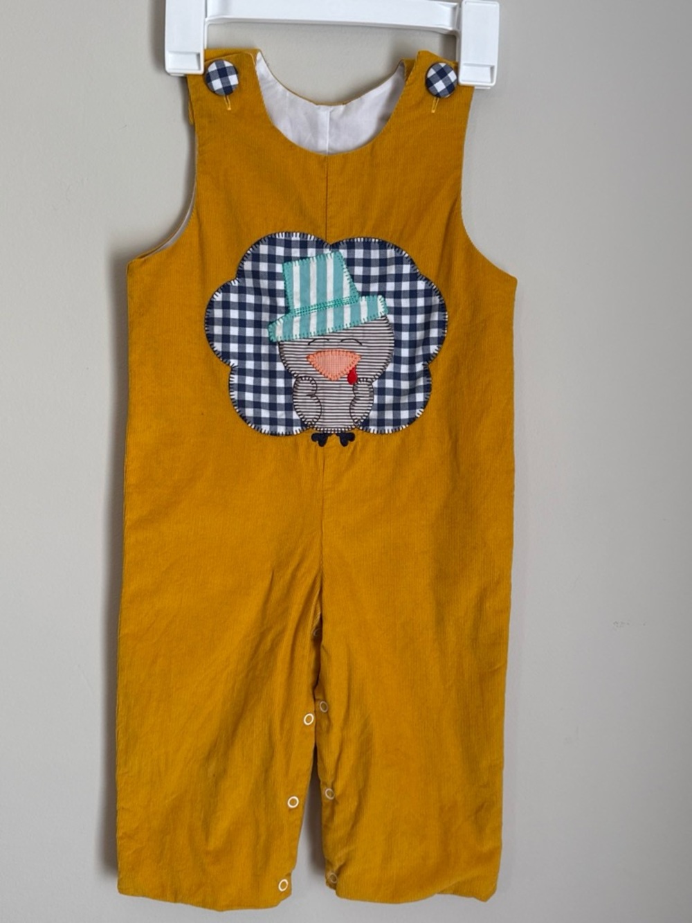 Children's Mustard Corduroy Appliqué Overalls